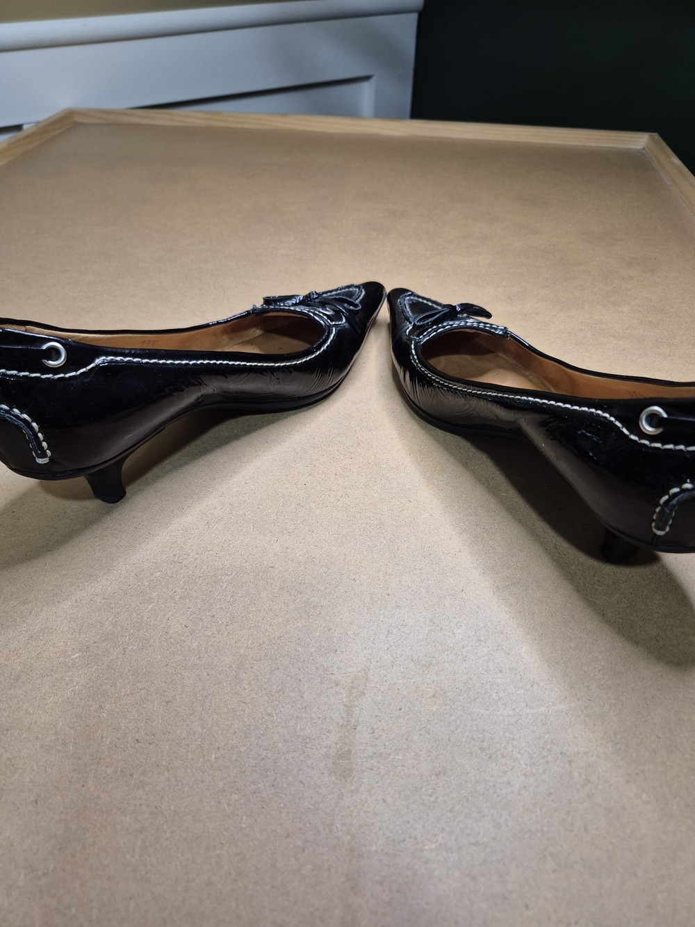 The Original Car Shoe Black Patent Pointed-Toe Kitten Heels with Bow - Picture 9 of 11